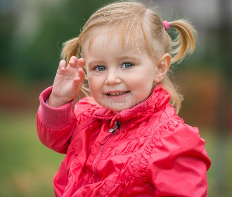 Little cute girl on the walk