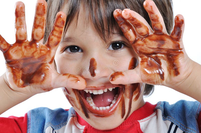 Little cute kid with chocolate