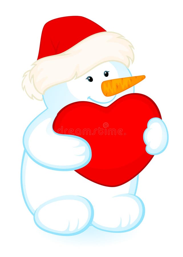 little cute snowman with heart