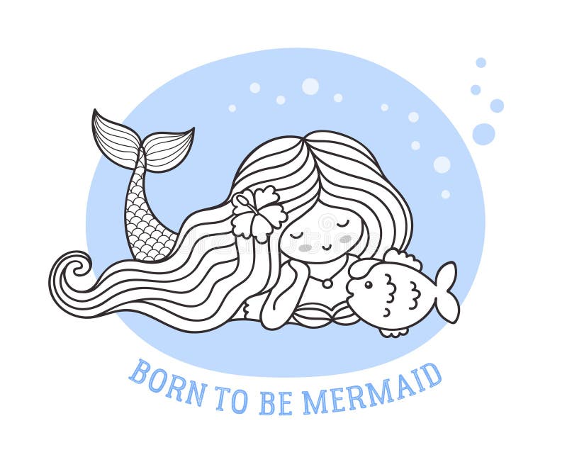 Little Dreamy Mermaid with Fish. Friendship. Born To Be Mermaid Quote. Cute Cartoon Character Stock Vector - Illustration of phrase, round: 180916686 Little Dreamy Mermaid with Fish. Friendship. Born To Be Mermaid Quote. Cute Cartoon Character Stock Vector - Illustration of phrase, round: 180916686