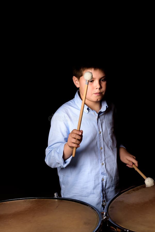 Little Drummer with Drumsticks Stock Image Image of bass, sticks