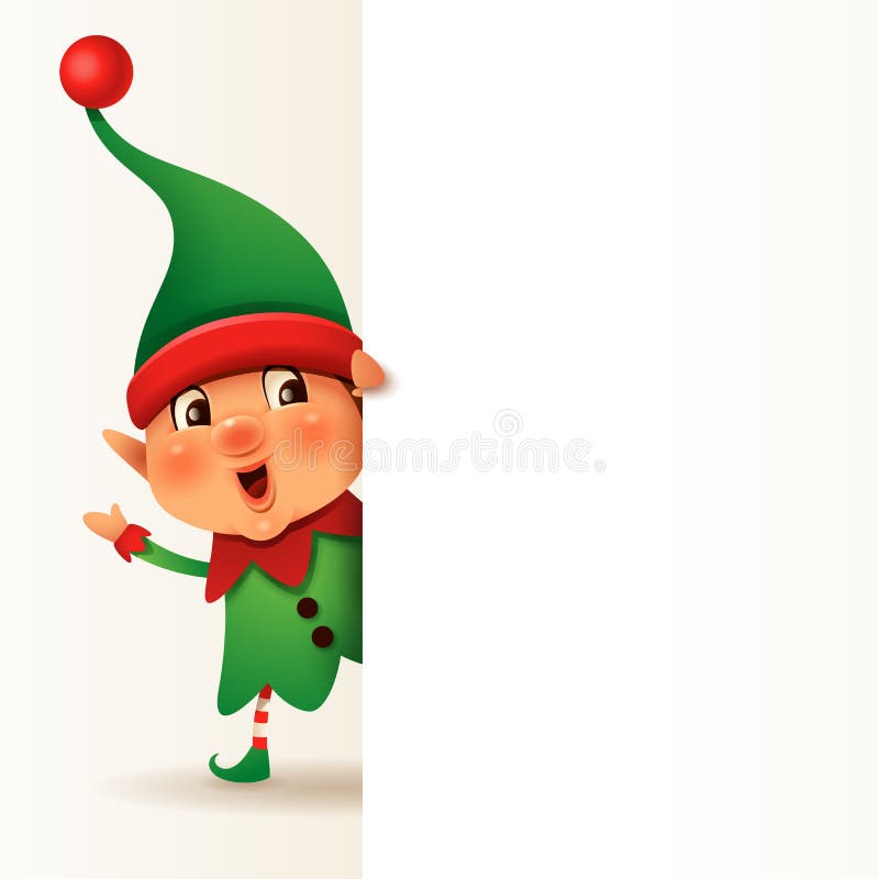 Little Elf with big blank signboard. royalty free illustration