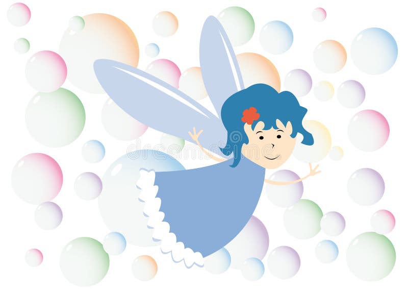 Little fairy and color bubbles