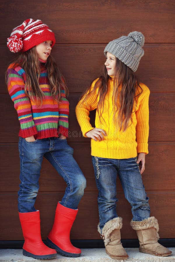 Little fashion girls stock image. Image of people, beautiful