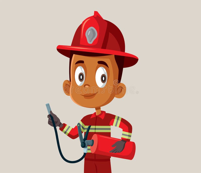 Little Firefighter Boy Vector Cartoon Illustration Stock Vector -  Illustration of firefighter, jacket: 230874828