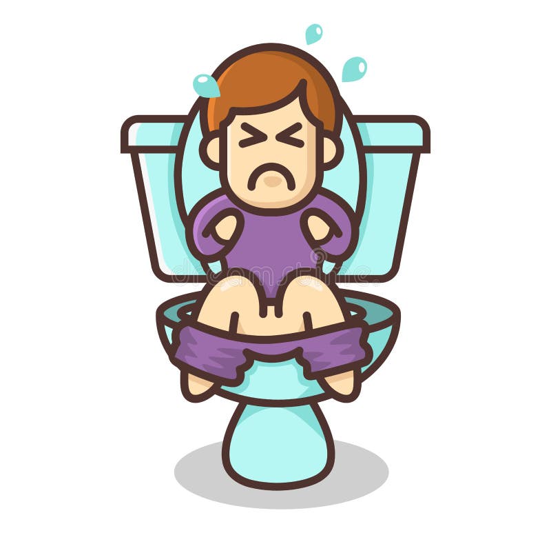 Little Funny Cartoon Boy is Sitting on the Toilet with a Stomach Problem.  Children`s Health Concept. Constipation Problem Stock Vector - Illustration  of flat, bathroom: 173237733