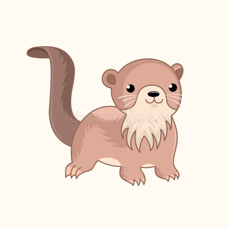 Little Funny Cute Cartoon Otter. Semiaquatic Chibi Animal Stock ...