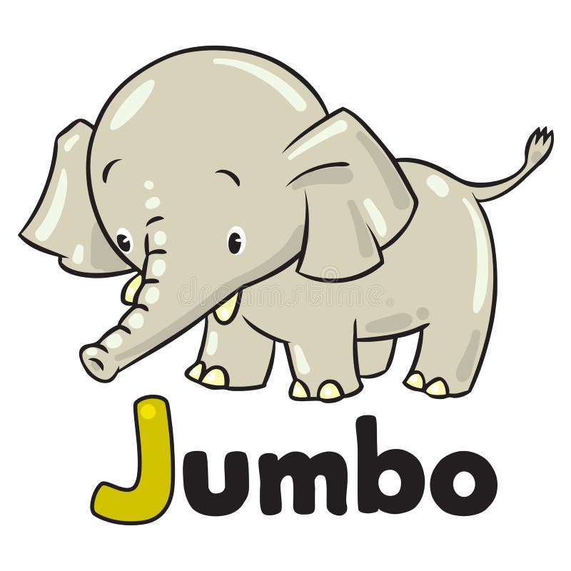 Little Funny Elephant Or Jumbo. Alphabet J Stock Vector - Illustration Of  Little, Children: 47440748