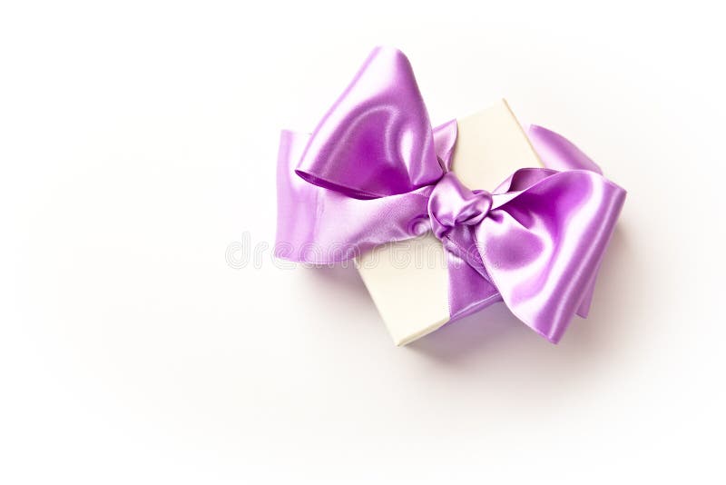 Little Gift Box with Purple Bow Stock Image Image of close, purple