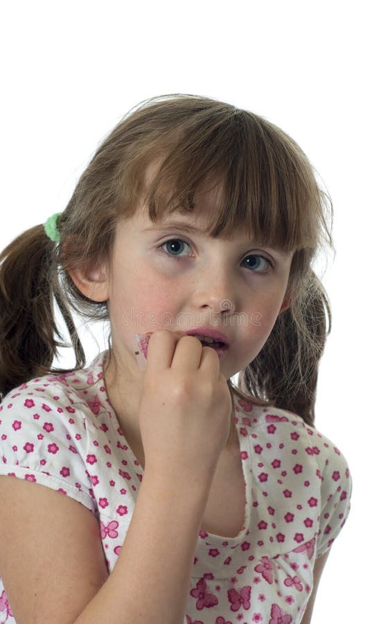 Little Girl Applying Lip Gloss Stock Photo Image of face, pleasure