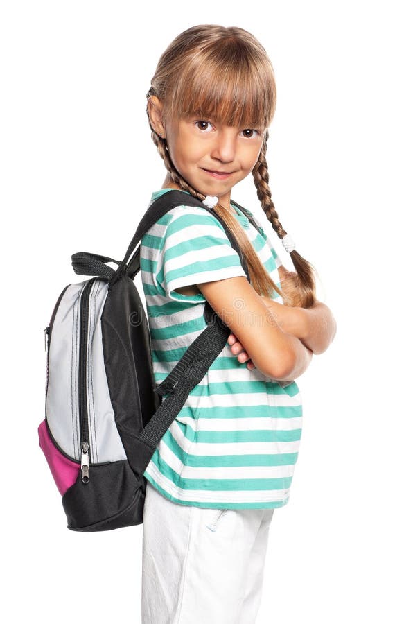 Little girl with backpack stock photo. Image of girl 27942580