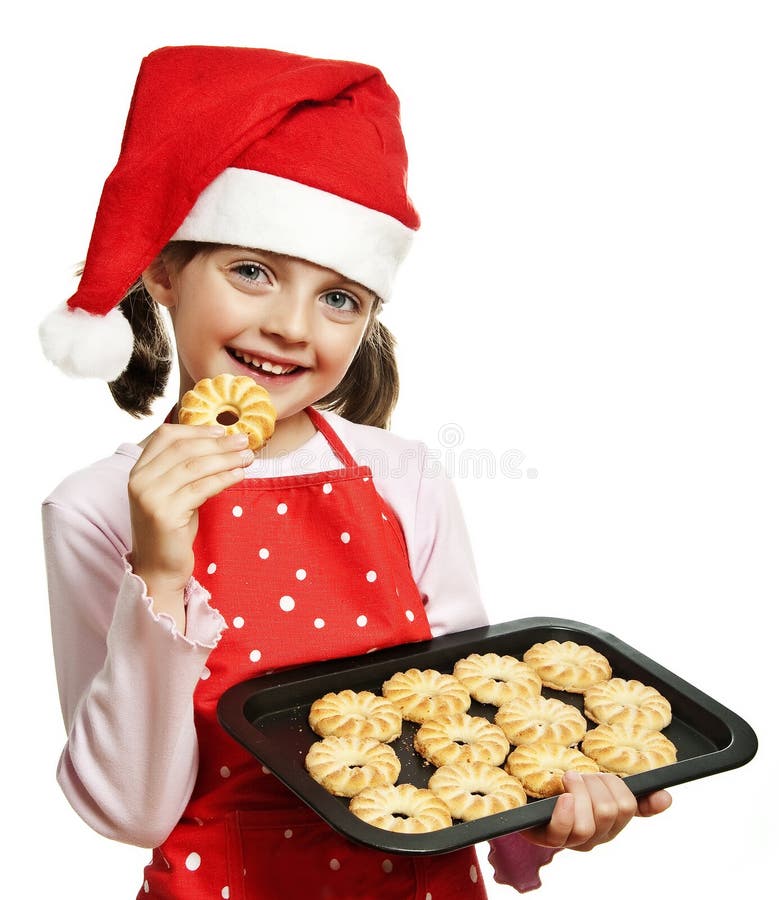 Little Girl Baking Christmas Cookies Stock Image Image of active