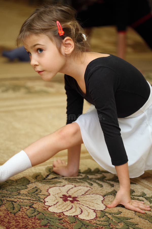 Little Girl in Ballet Class Sits on Floor Stock Image Image of floor, hobbies 21460513