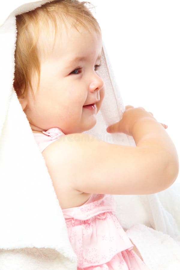 Little girl in bath towel stock image. Image of cute 10461003