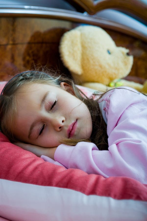 Little girl in bed stock image. Image of girls, sleeping 7514505