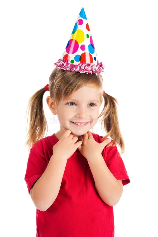 Little girl in birthday cap