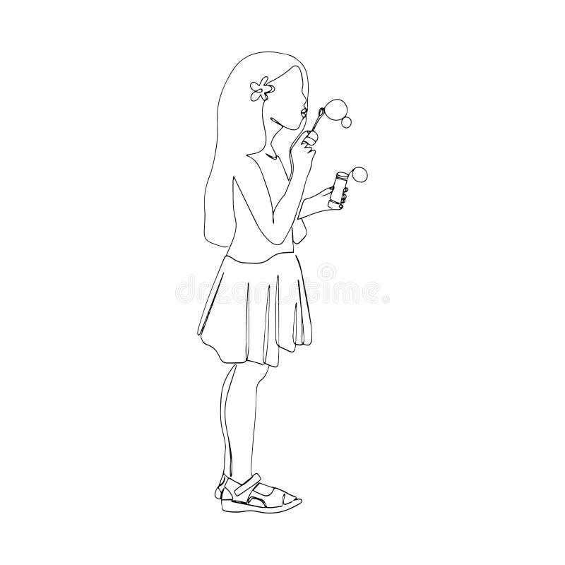 Girl sitting and making bubbles of gum Stock Vector Image & Art - Alamy