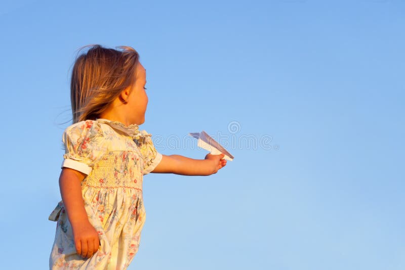 Little girl on blue stock photo. Image of away, preschool 18627882