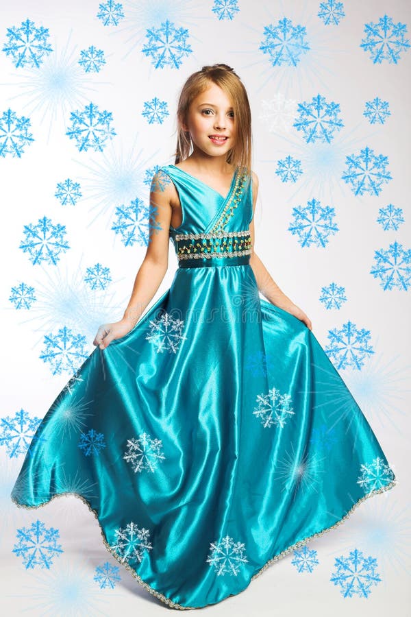 Little girl in blue dress stock image. Image of enchantress 7554557