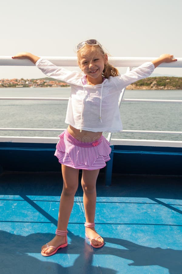 Little girl at the boat stock photo. Image of smiling 43031282
