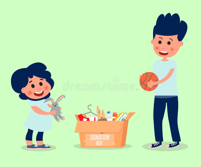 Little Girl and Boy Donate Toys. Children Do a Good Illustration Stock Vector - Illustration of collecting, help: 135245055 Little Girl and Boy Donate Toys. Children Do a Good Illustration Stock Vector - Illustration of collecting, help: 135245055