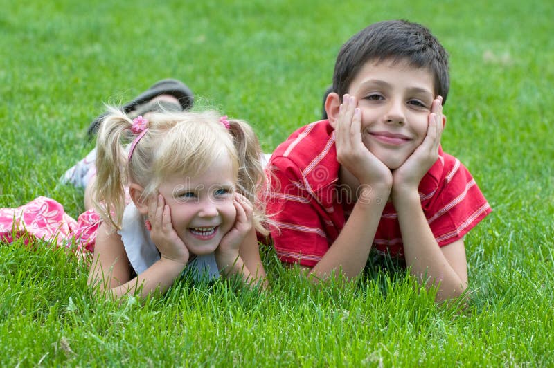Little Girl and Boy at the Park Stock Image - Image of blur, outdoor ...