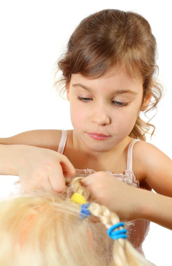 Little Girl Braids Doll Hair Isolated Stock Photo - Image of hand, hairstyle:  24227118