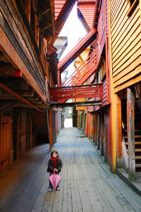 Little girl in Bryggen Village