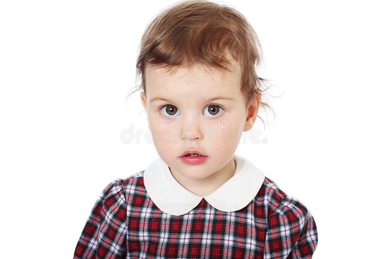 Little girl in checkered dress