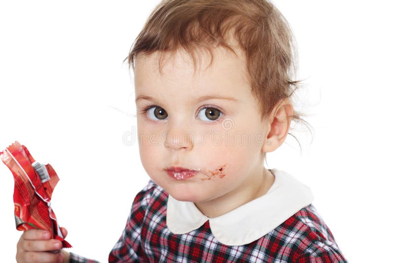 Little girl in checkered dress