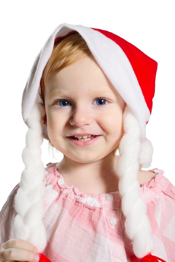 Little Girl in a Christmas Hat Stock Image - Image of child, cute: 48030585
