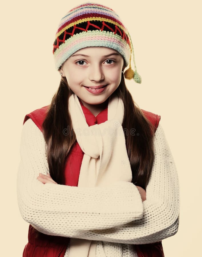 Little Girl with Clothes for the Winter Stock Image - Image of female ...