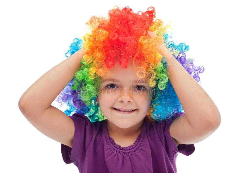 Little Girl with Clown Hair - Portrait Stock Photo - Image of carnival ...