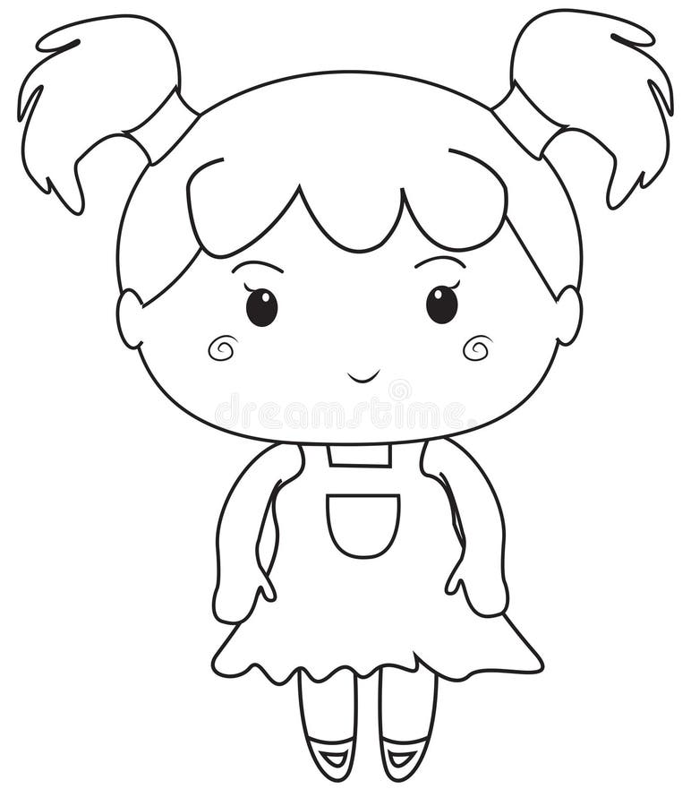 Little girl coloring page stock illustration. Illustration of artwork