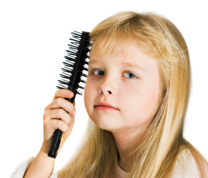 Little Girl Combing Her Hair Stock Image Image of hand, fashion 17415929