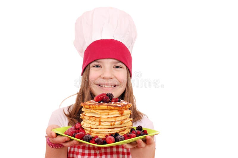 Little Girl Cook with Pancakes Stock Image Image of girl, breakfast
