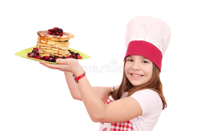 Little Girl Cook with Pancakes Stock Photo Image of enjoy, cheerful