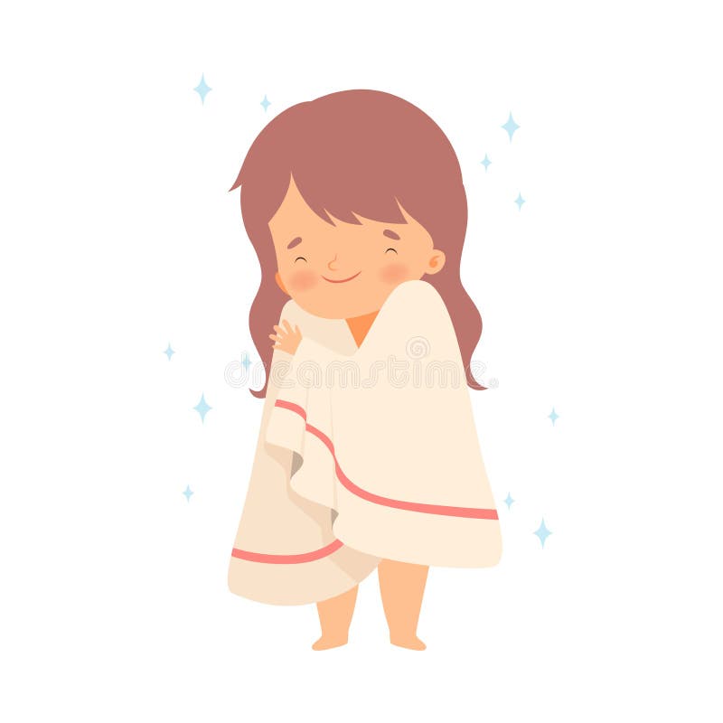 Girl drying off with towel stock vector. Illustration of drying - 4449183