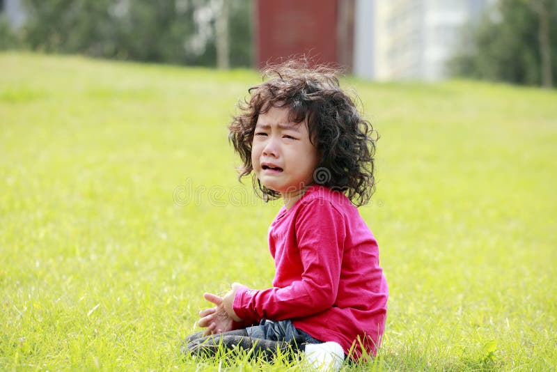 Little girl crying outdoor