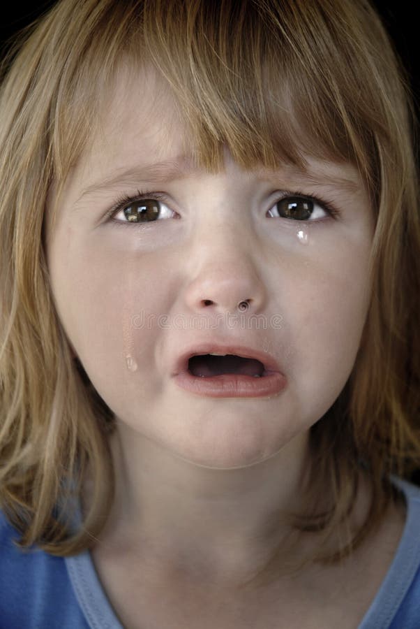 Little Girl Crying with Tears