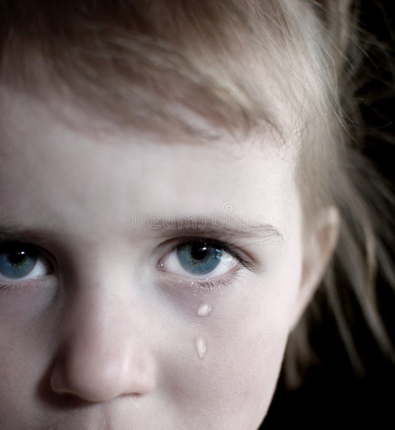 Little Girl Crying with Tears