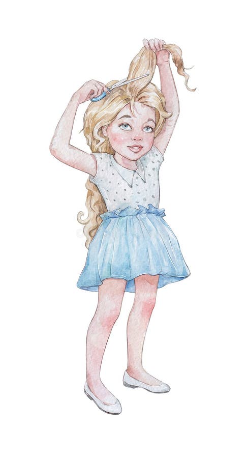 Little Girl Cutting Her Own Hair Stock Illustration - Illustration of hairstyle, isolated: 201786855 Little Girl Cutting Her Own Hair Stock Illustration - Illustration of hairstyle, isolated: 201786855