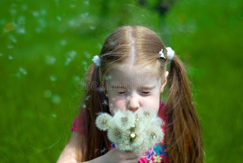 Little girl with dandelions