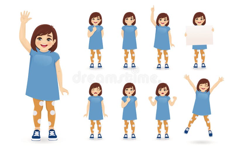 Casual business woman character in different poses set in jeans isolated  vector illustration Stock Vector | Adobe Stock