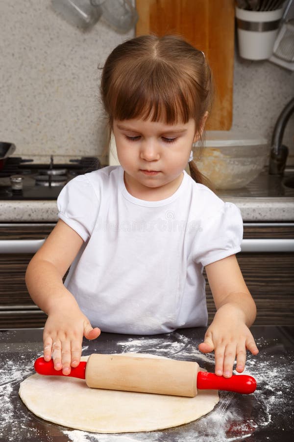 Little Girl with a Dough and Rollingpin Stock Image Image of girl