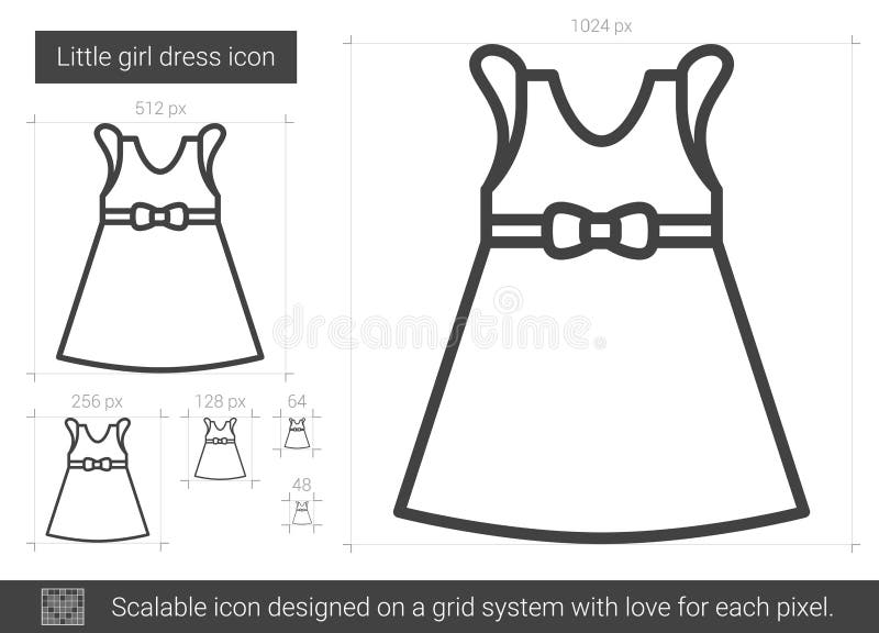 Little Girl Dress Line Icon. Stock Vector - Illustration of small ...