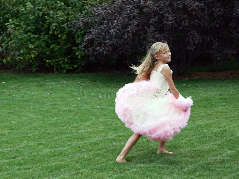 Little Girl In Dress Running Stock Photo Image 12026514