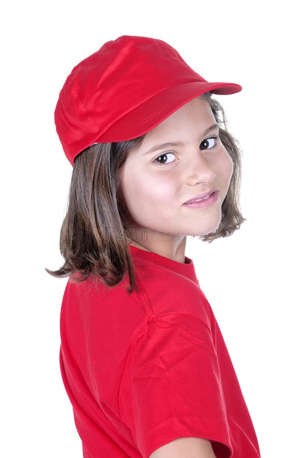 Little girl dressed in red