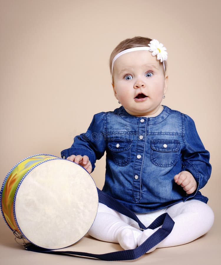 Little Girl Playing with Xylophone Stock Image Image of sitting