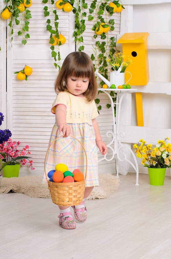 Little Girl in Easter Interior Stock Photo Image of little, interior